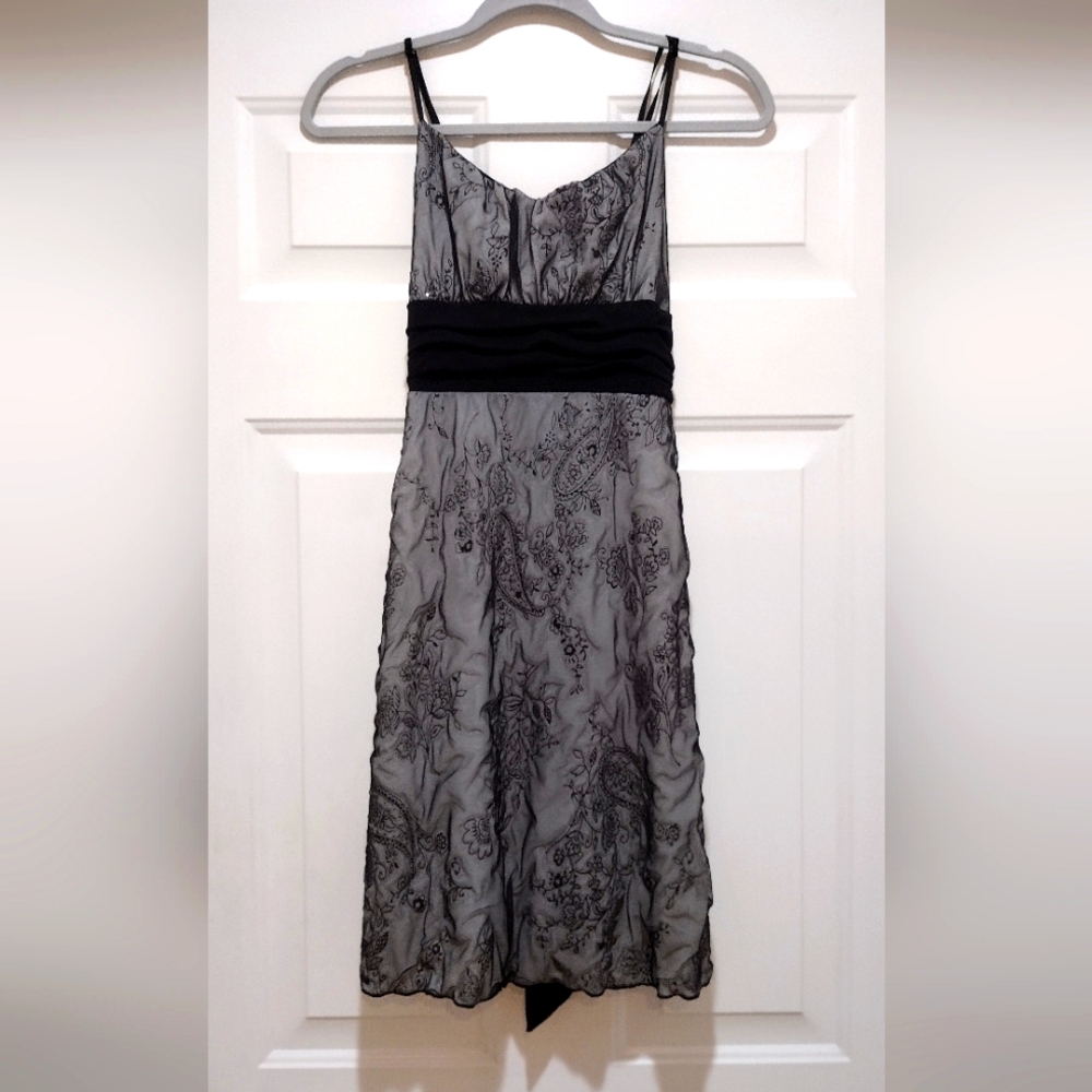 Volt Empire Waist Y2k Dress Black & Grey With  Paisley Lace Overlay Size Medium